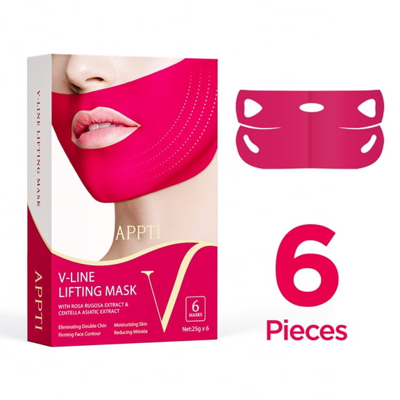 APPTI Red V-Line Lifting Mask 6-Piece Set  Intensive Contouring & Firming Treatment for Defined Jawline and Lifted Facial Appearance, Professional-Grade Mask for Visible Results