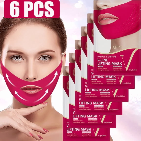 APPTI Red V-Line Lifting Mask 6-Piece Set Intensive Contouring & Firming Treatment for Defined Jawline and Lifted Facial Appearance, Professional-Grade Mask for Visible Results