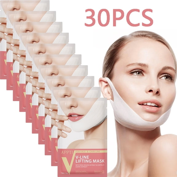 APPTI V-Line Contour Lifting Mask 30PCS, Brightening Firming Facial Mask, Comfortable Fit Skin Care Mask to Shape Jawline & Reduce Sagging