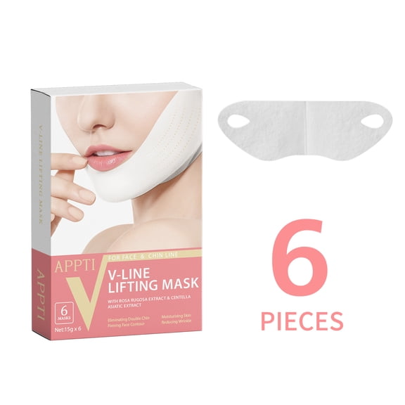 APPTI White V-Line Lifting Facial Mask - 6-Piece Set for Brightening Contouring & Elasticity | Brightening Firming Face Mask for Defined Jawline & Smooth Skin
