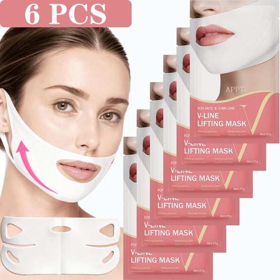 APPTI White V-Line Lifting Mask 6-Piece Set Brightening & Sculpting Facial Treatment for a Radiant, Defined Jawline and Visibly Lifted, Firm Contour Professional Mask Collection