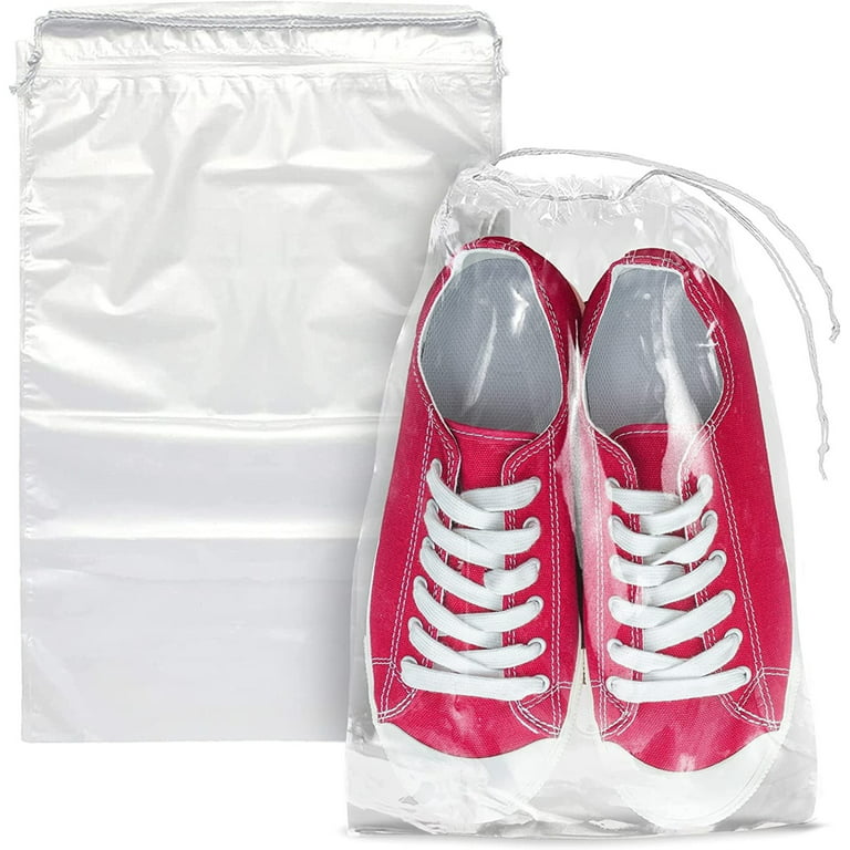 3pcs Drawstring Shoe Storage Bag, Simple Clear Panel Design Non