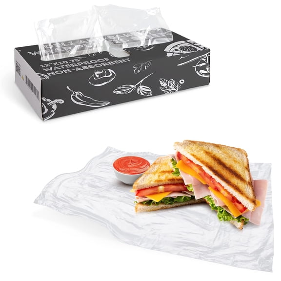 Clear Deli Wrap Plastic Sheets, Pop-Up Pre-Cut Leakproof, 10000 Count, 12 x 10.75 in