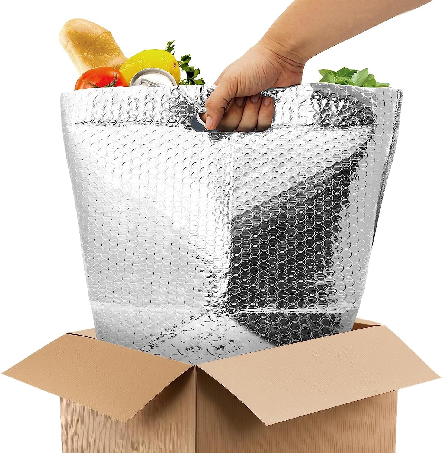 APQ Insulated Foil Bag with Handle 12 x 10 x 9 Inch. Pack of 10