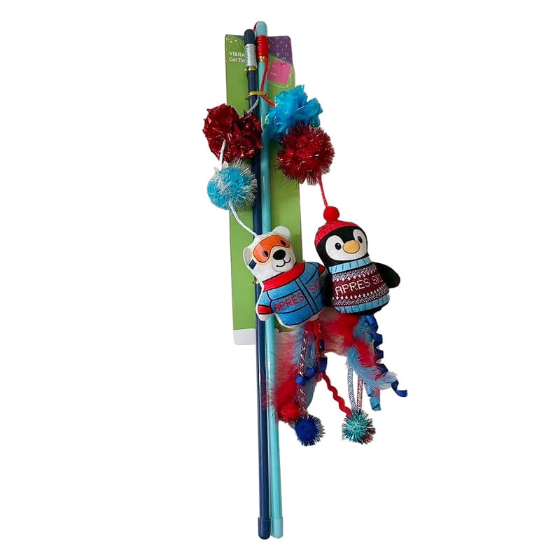 Vibrant Life Holiday Penguin and Polar Bear Teaser Wand Cat Toys, Multicolor, 2 Count