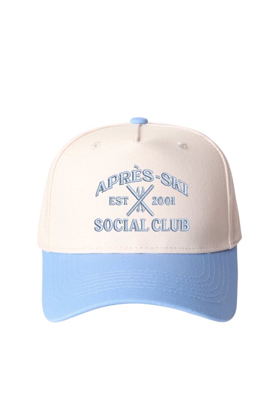 APRES SKY EST 2001 SOCIAL CLUB Embroidered Patchwork Trucker Cap | Adjustable Unisex Snapback, Après-Ski Essential