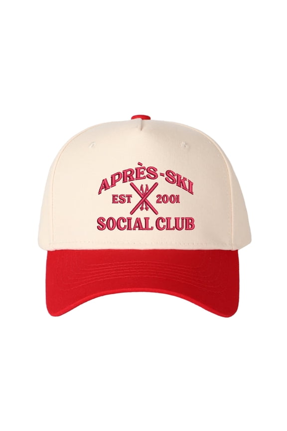 APRES SKY EST 2001 SOCIAL CLUB Embroidered Patchwork Trucker Cap | Adjustable Unisex Snapback, Après-Ski Essential