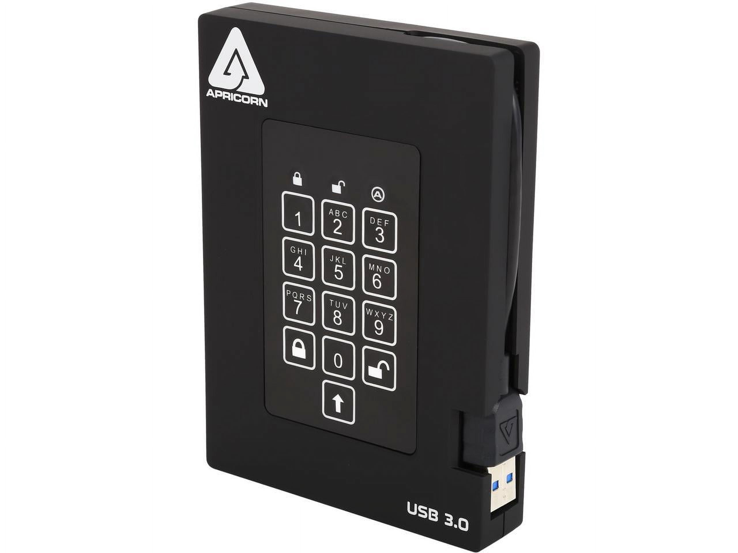Apricorn Aegis Padlock A25-3PL256-1000F 1 TB External Hard Drive - USB 3.0 - 5400rpm - 8 MB Buffer - Portable