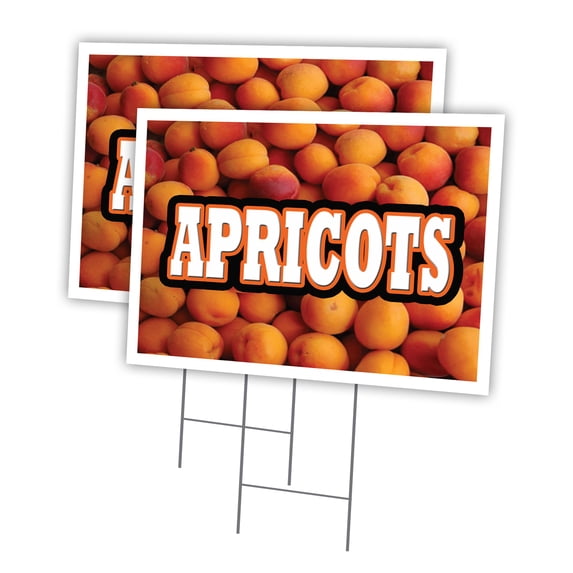 APRICOTS 2 Pack Of 12" x 16" Yard Sign & Stake | Advertise Your Business | Stake Included Image On Front Only | Made in The USA