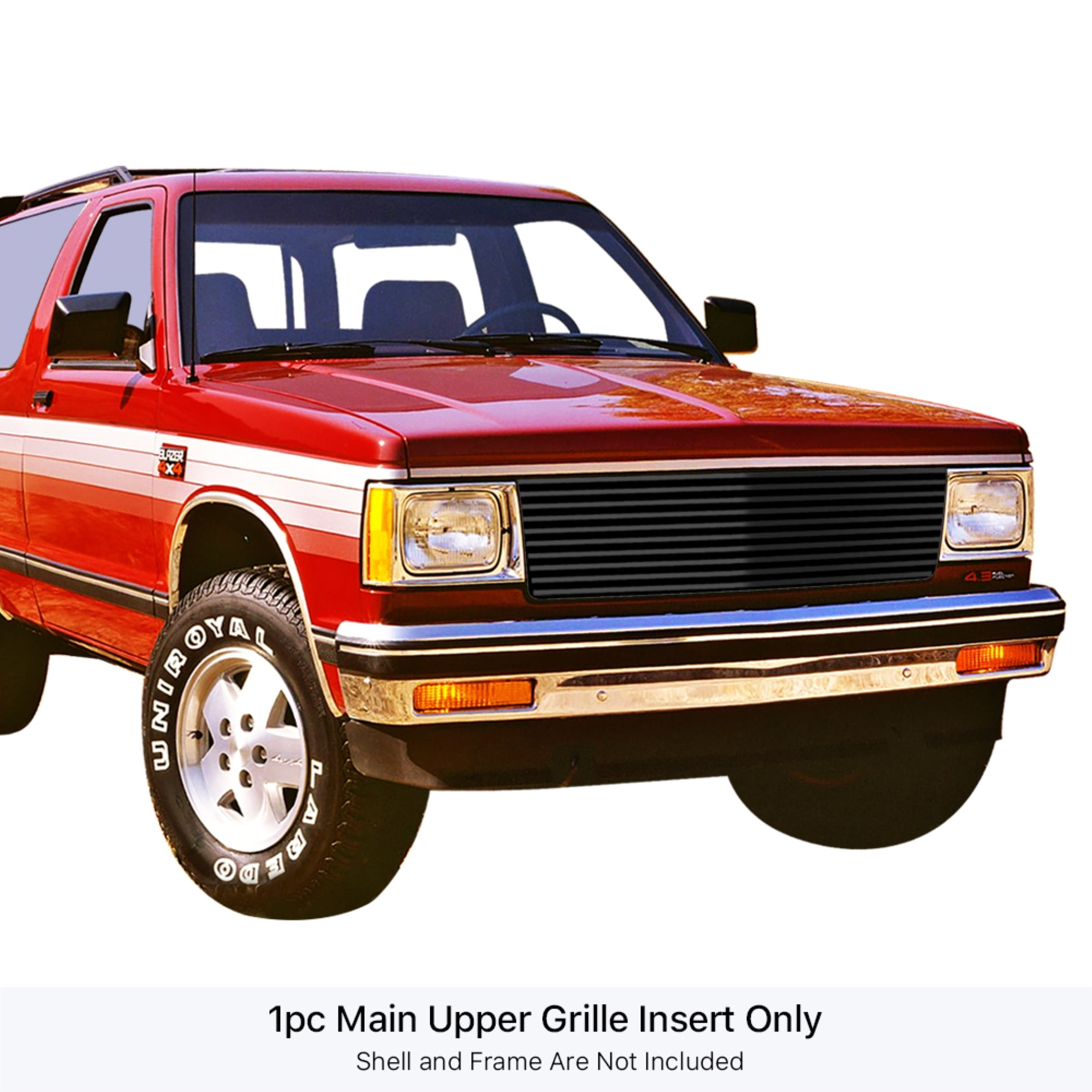 APS 1982-1990 Chevy Blazer (Only Fit Single Head Beam) Black Stainless  Steel Billet Grille 8x6 horizontal billet