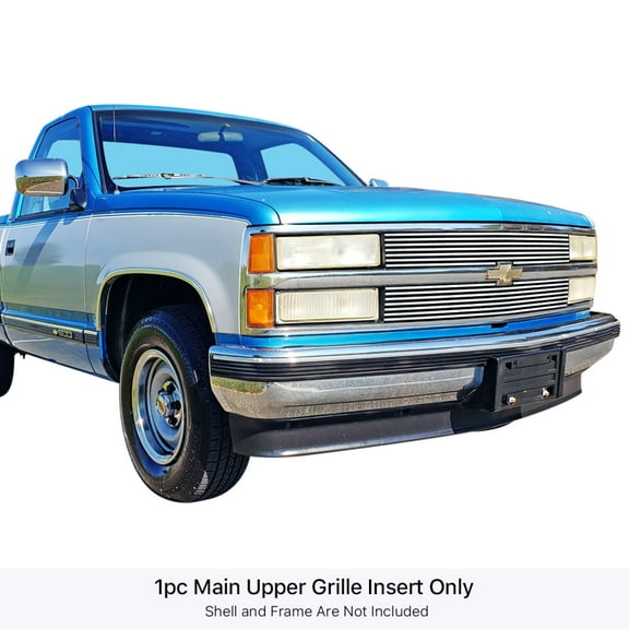 1992-1993 Chevy Blazer/1988-1993 Chevy C/K Pickup Not For 88-91 1Ton Crew Dually/1992-1993 Chevy Suburban With Composite Headlight and Corner Signal Light Upper Stainless Steel Polished Billet Grille