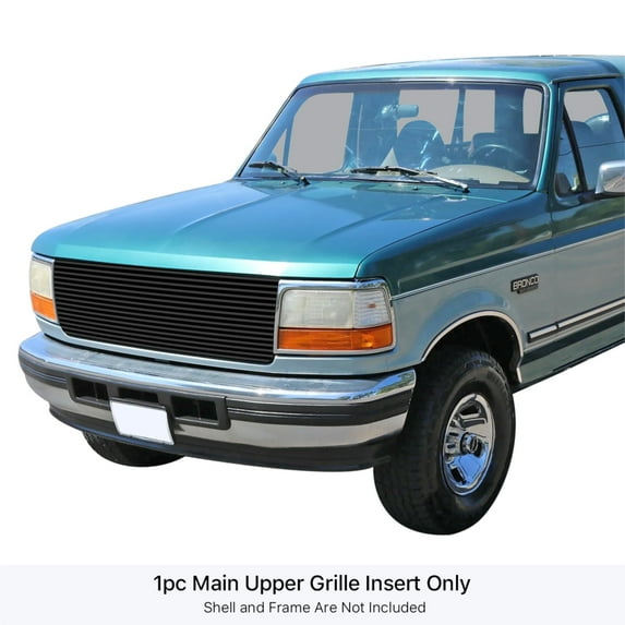 APS 1992-1996 Ford Bronco Black Stainless Steel Billet Grille 8x6 horizontal billet