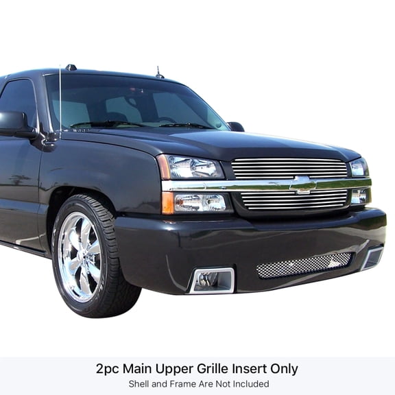 2002-2006 Chevy Avalanche 1500/2500 Without Body Cladding 2003-2005 Chevy Silverado 1500/1500HD 2003-2004 Chevy Silverado 2500/2500HD/3500 Upper Stainless Steel Polished Horizontal Billet Grille
