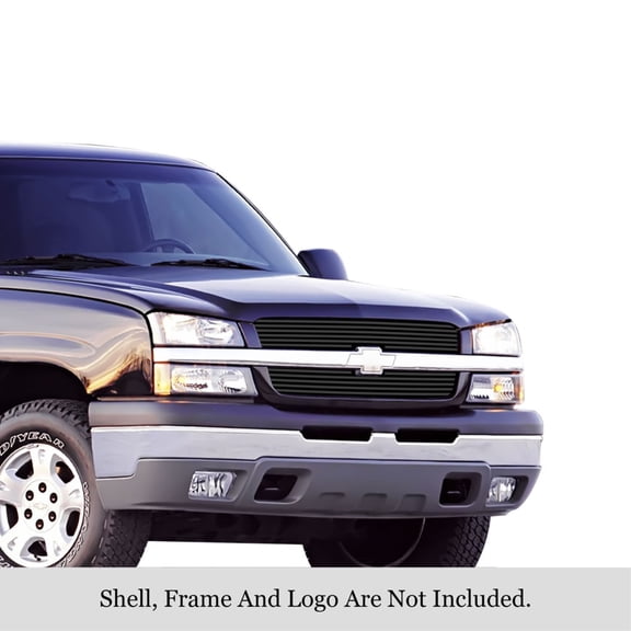 APS 2003-2006 Chevy Avalanche 1500 Without Body Cladding Black Stainless Steel Billet Grille 8x6 horizontal billet