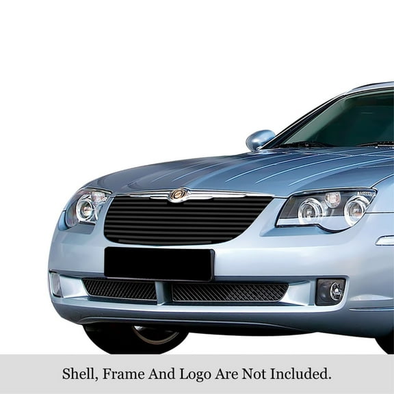 2004-2008 Chrysler Crossfire Stainless Steel Black Powder Coated Finish 8X6 Horizontal Billet Black Stainless Steel Billet Grille