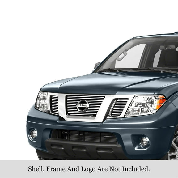 2005-2008 Nissan Frontier With Logo Show/2005-2007 Nissan Pathfinder With Logo Show 304 Stainless Steel Polished Finish 8X6 Horizontal Billet Stainless Steel Billet Grille