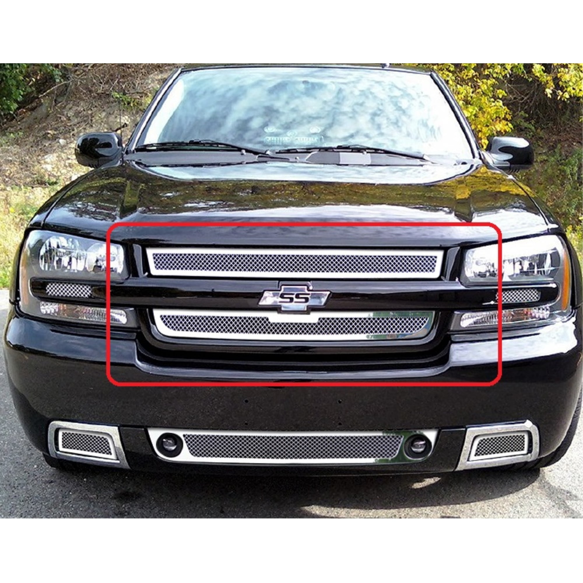 APS 2006-2009 Chevy Trailblazer SS Mesh Grille, Stainless-Steel 1.8mm,  Chrome Plated with Installation Kit - Walmart.com, image size:2000x2000