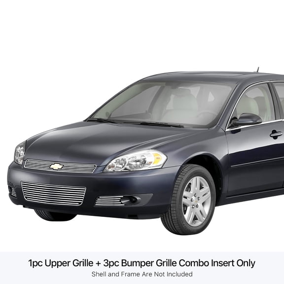 APS 2006-2013 Chevy Impala With Fog Light Stainless Steel Billet Grille 8x6 horizontal billet