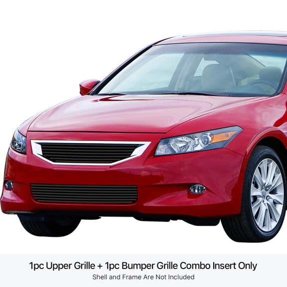 APS 2008-2010 Honda Accord Coupe Slight Modification Requried For Aero Kit Package Black Stainless Steel Billet Grille 8x6 horizontal billet