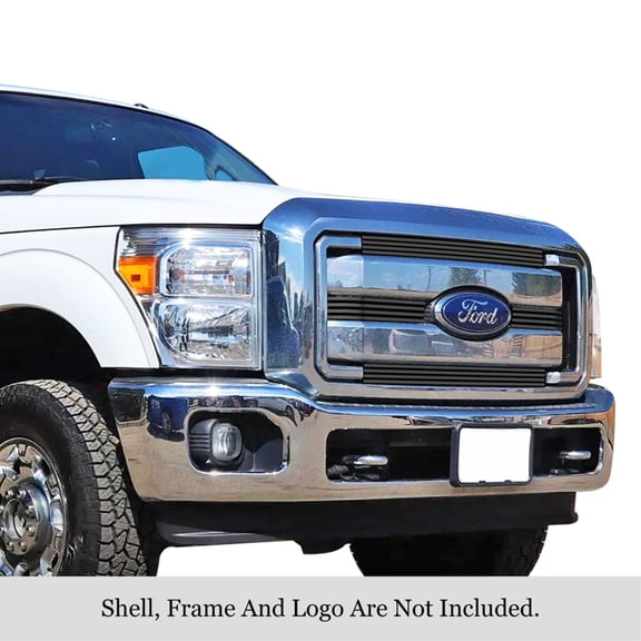 APS 2011-2016 Ford F-550 SD XLT Black Stainless Steel Billet Grille 8x6 horizontal billet