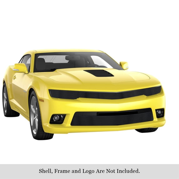 2014-2015 Chevy Camaro Ls With Rs Package Phantom Style/ 2014-2015 Chevy Camaro Lt With Rs Package Phantom Style Main and Lower Stainless Steel Black Powder Coated Finish Horizontal Billet Grille