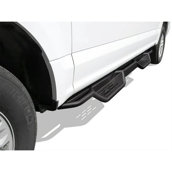 APS Black 6 Inches Tubular Drop Down Style Nerf Bars Running Boards Compatible with Ford F150 2015-2024 SuperCrew Cab & F150 Lightning 2022-2024 & F-250 F-350 Super Duty 2017-2024 Crew Cab