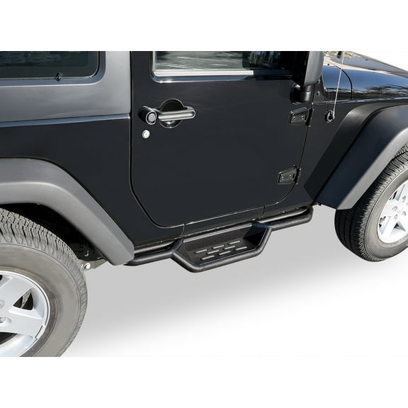 APS Black 6 Inches Tubular Drop Down Style Nerf Bars Running Boards Compatible with Jeep Wrangler JK 2007-2018 2-Door (Factory Sidesteps or Rock Rails Have to Be Removed)