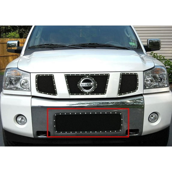2004-2007 Nissan Armada /2004-2015 Nissan Titan Stainless Steel Black Lower Bumper Wire Mesh Rivet Grille