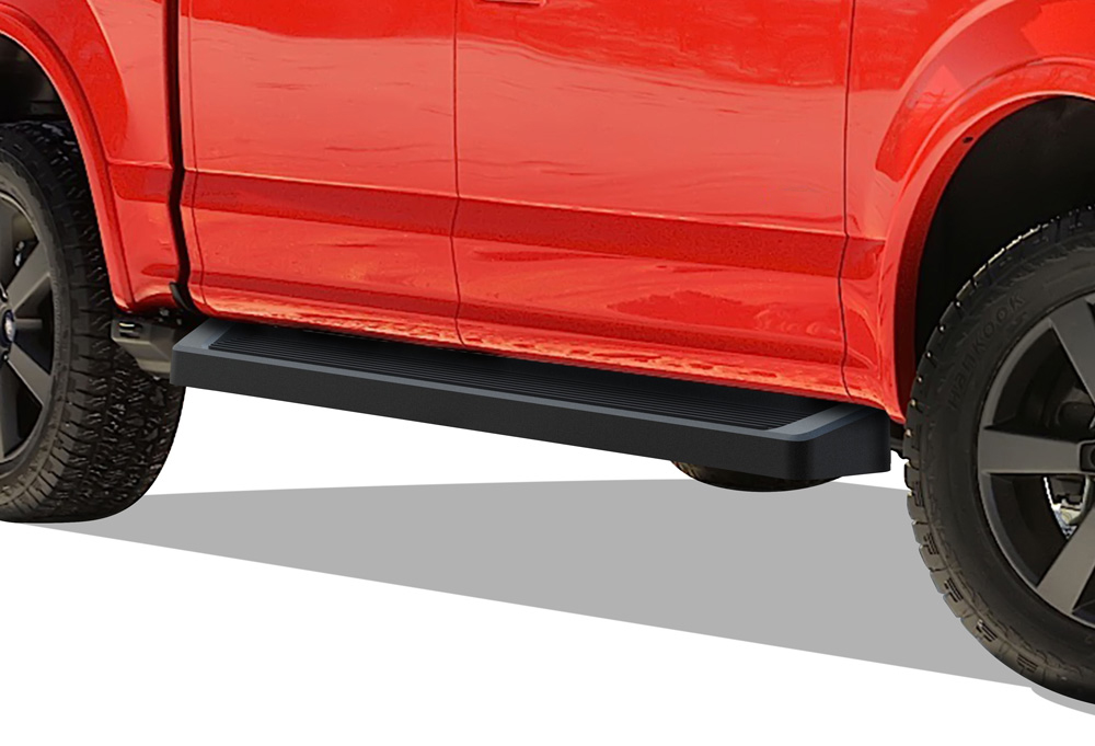 APS Black Running Boards Style Compatible with Ford F150 2015-2025 SuperCrew Cab & F150 Lightning 2022-2025 & F-250 F-350 Super Duty 2017-2025 Crew Cab (Nerf Bars Side Steps Side Bars)
