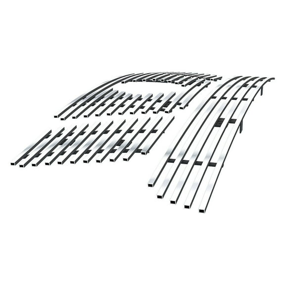 APS Chrome Horizontal Billet Grille Grill Compatible with Nissan Pathfinder 2005-2007 & 05-08 Frontier with Logo Show Combo N19-A66976N