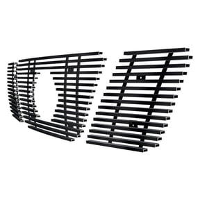 APS Compatible with Nissan Frontier 2005-2008 & Pathfinder 05-07 with Logo Show Main Upper Stainless Steel Black Horizontal Billet Grille Insert N66432J