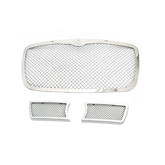 APS Compatible with Chrysler 300C 2005-2010 with Fog Light Main Upper Lower Bumper Stainless Steel Chrome Mesh Front Grill Grille Insert Combo R77842S