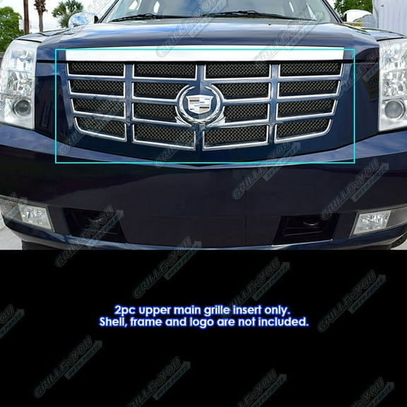 APS Compatible with Cadillac Escalade 2007-2014 Without Frame Main Upper Stainless Steel Black Mesh Front Grill Grille Insert A76481G