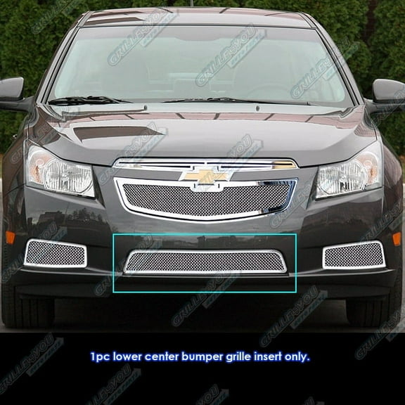 APS Compatible with Chevy Cruze 2011-2014 Lower Bumper Stainless Steel Chrome Mesh Front Grill Grille Insert C76841T