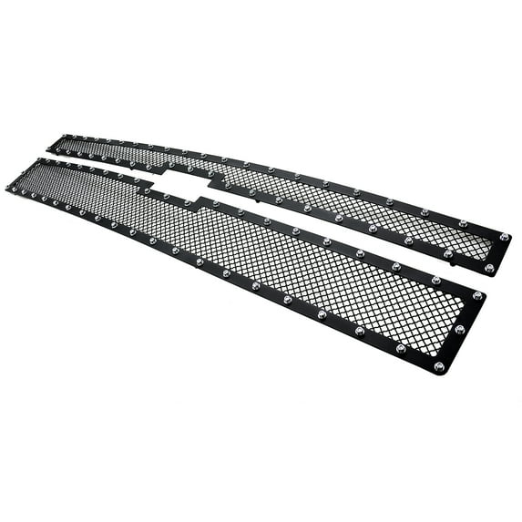 APS Compatible with Chevy Silverado 1500 2014-2015 Main Upper Stainless Steel Black Mesh Rivet Studs Front Grill Grille Insert CL5950H