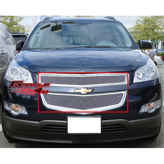 APS Compatible with Chevy Traverse 2009-2012 Main Upper Stainless Steel Chrome Mesh Front Grill Grille Insert C76740T