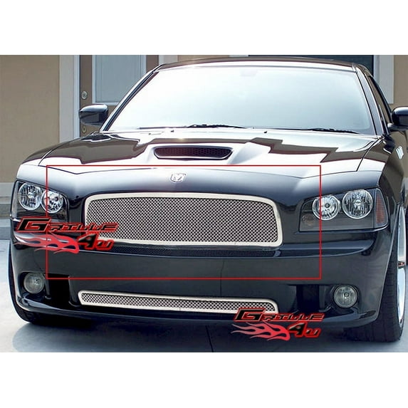 APS Compatible with Dodge Charger 2005-2010 Main Upper Stainless Steel Chrome Mesh Front Grill Grille Insert D75320T
