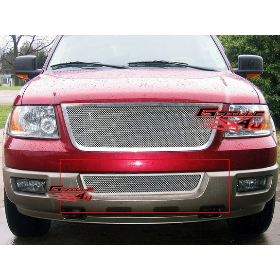 APS Compatible with Ford Expedition 2003-2006 Lower Bumper Stainless Steel Chrome Mesh Front Grill Grille Insert F75373T