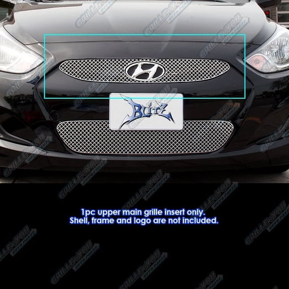 APS Compatible with Hyundai Accent 2012-2013 Main Upper Stainless Steel Chrome Mesh Front Grill Grille Insert YX6944S