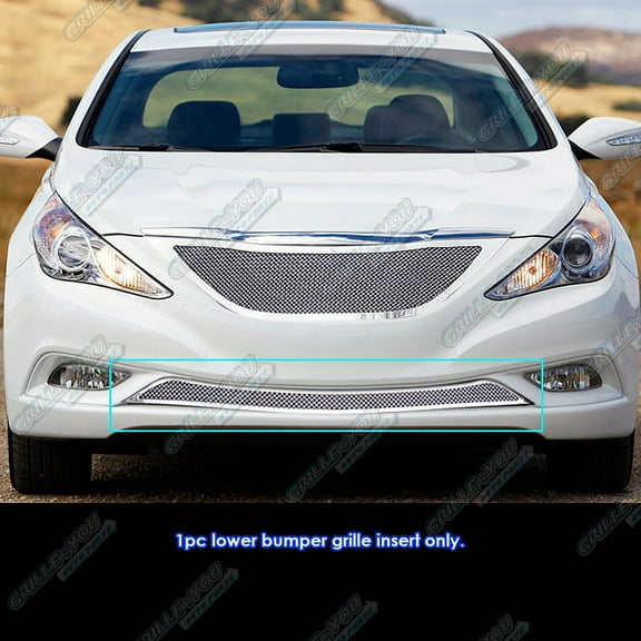 APS Compatible with Hyundai Sonata 2011-2014 Lower Bumper Stainless Steel Chrome Mesh Front Grill Grille Insert Y76796T