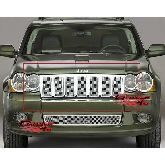 APS Compatible with Jeep Grand Cherokee 2009-2010 Main Upper Stainless Steel Chrome Mesh Front Grill Grille Insert J76604T