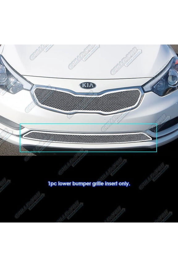 Compatible with Kia Forte 2014-2016 Lower Bumper Stainless Steel Chrome Mesh Front Grill Grille Insert K75964T