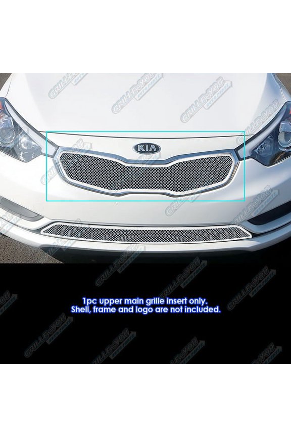 Compatible with Kia Forte 2014-2016 Main Upper Stainless Steel Chrome Mesh Front Grill Grille Insert K75963T