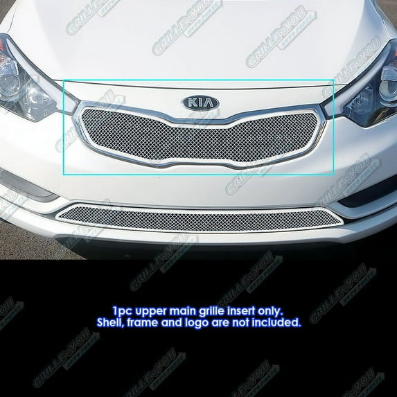 APS Compatible with Kia Forte 2014-2016 Main Upper Stainless Steel Chrome Mesh Front Grill Grille Insert K75963T