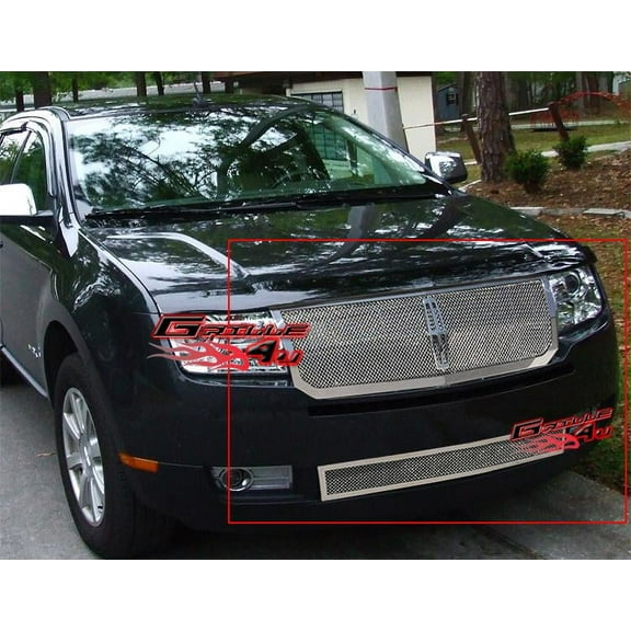 APS Compatible with Lincoln MKX 2007-2010 Main Upper Lower Bumper Stainless Steel Chrome Mesh Front Grill Grille Insert Combo L77671T
