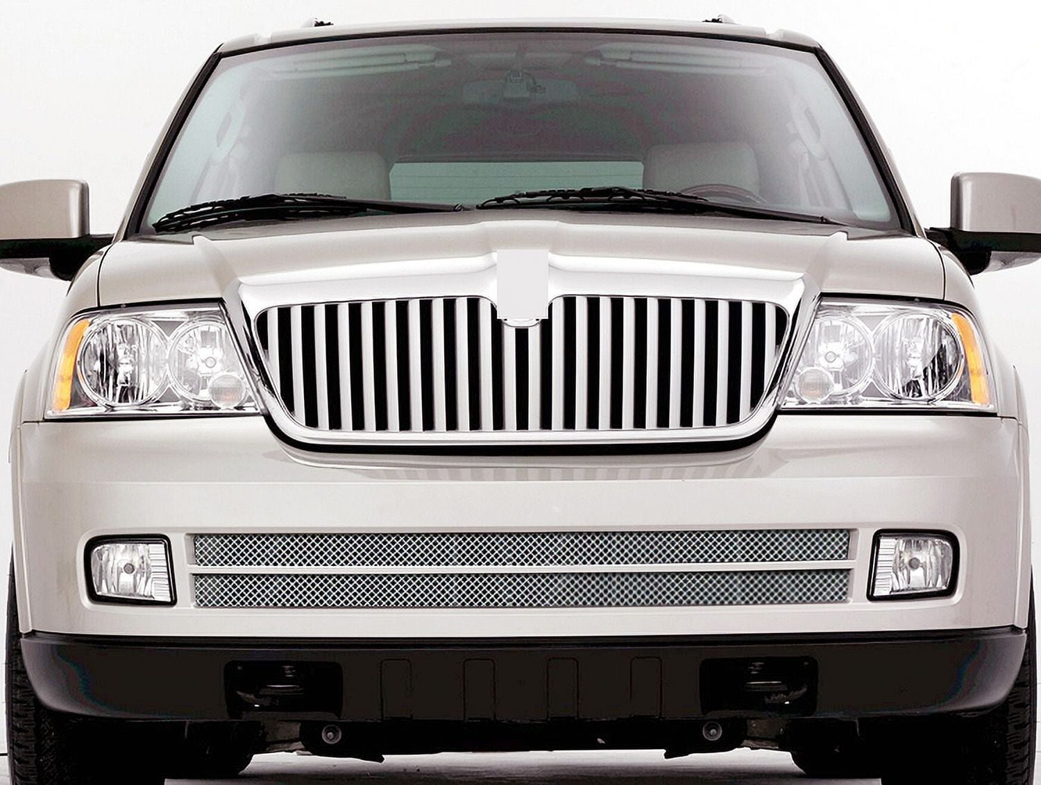 APS Lower Bumper Billet Grille Insert For 2003-2004 Lincoln Navigator | Stainless Steel Chrome Front Grill