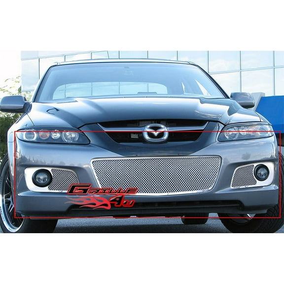 APS Compatible with Mazda Speed 6 2006-2007 Lower Bumper Stainless Steel Chrome Mesh Front Grill Grille Insert M76229T