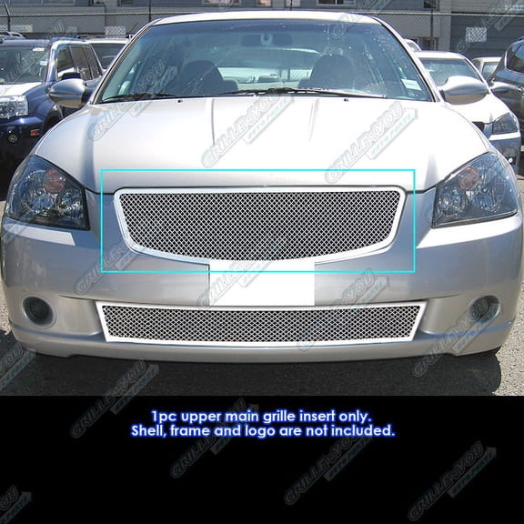 APS Compatible with Nissan Altima 2005-2006 All Models Main Upper Stainless Steel Chrome Mesh Front Grill Grille Insert N75411T