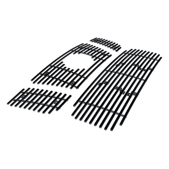 APS Compatible with Nissan Titan 2008-2015 Main Upper Lower Bumper Stainless Steel Black 8x6 Horizontal Billet Front Grill Grille Insert Combo N67814J