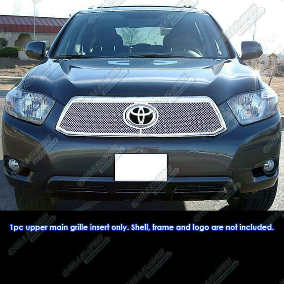APS Compatible with Toyota Highlander 2008-2010 Hybrid Main Upper Stainless Steel Chrome Mesh Front Grill Grille Insert T76547T